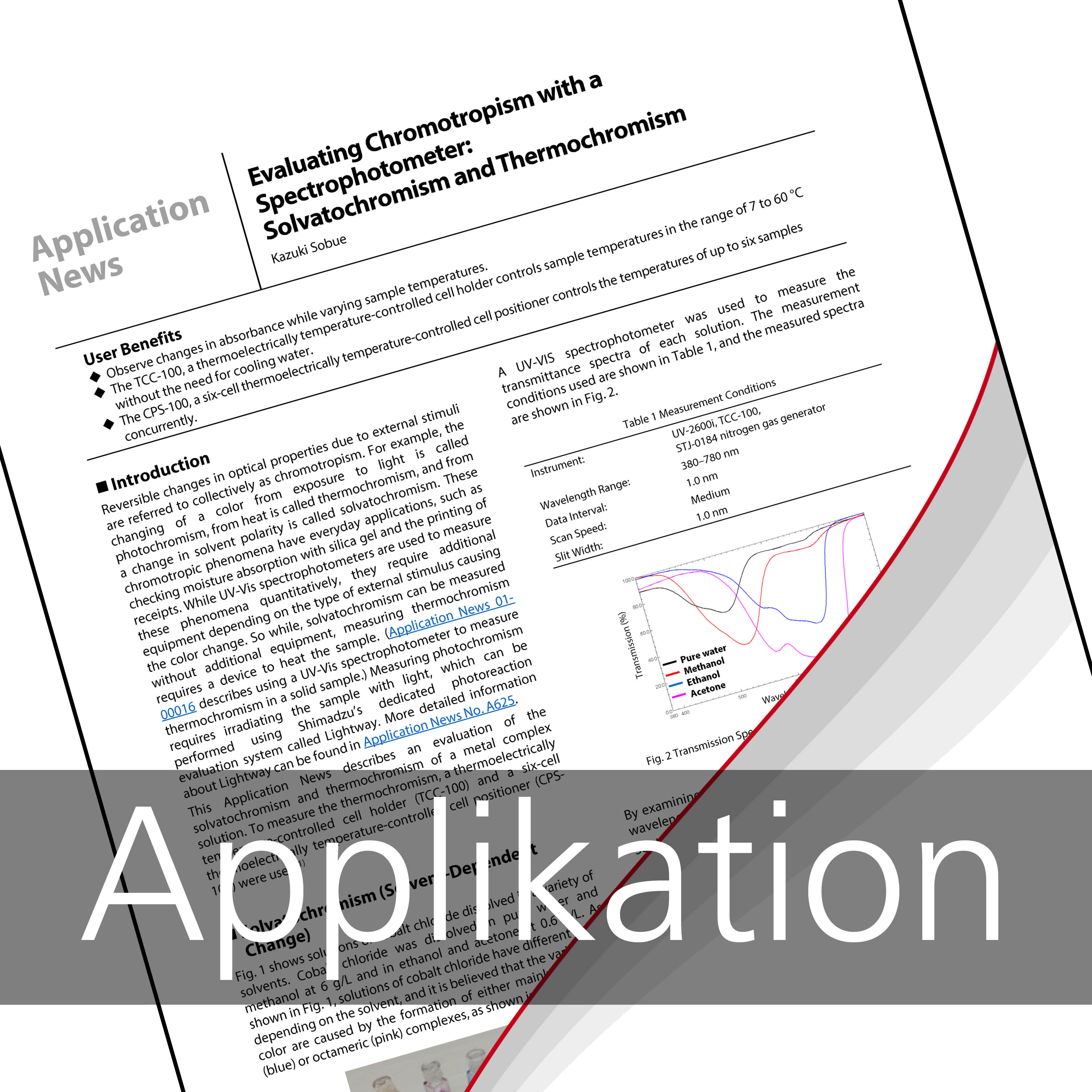 Bewertung des Chromotropismus mit einem Spektralphotometer: Solvatochromie und Thermochromie