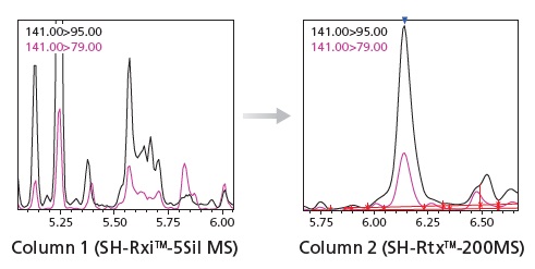 MRM-Analyse von Methamidophos (10 pg/μL) in einem Ingwerextrakt mit QuEChERS