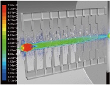 Simulation des Gasflusses im Q-Array mittels FLUENT